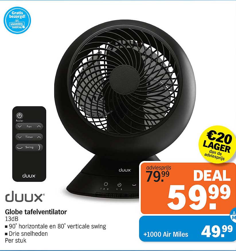 Globe tafelventilator 13dB