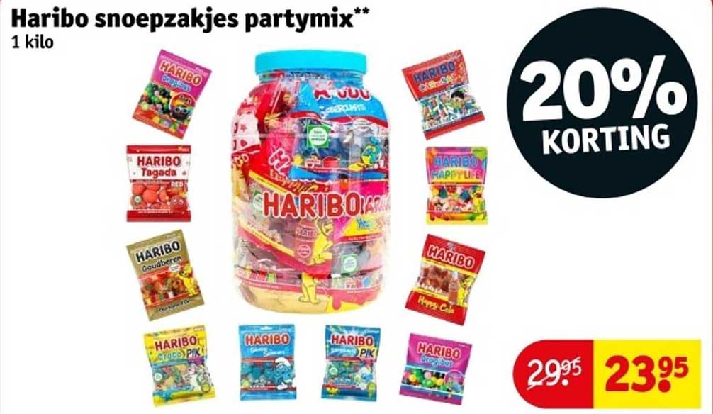 Haribo snoepzakjes partymix** 1 kilo