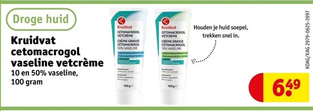 Kruidvat cetomacrogol vaseline vetcrème 10 en 50% vaseline, 100 gram
