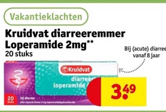 Kruidvat diarreeremmer Loperamide 2mg** 20 stuks