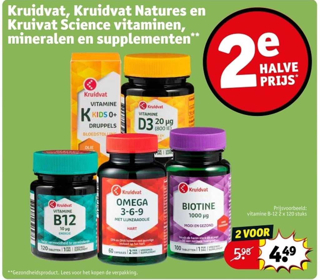 Kruidvat, Kruidvat Natures en Kruidvat Science vitamines, mineralen en supplementen** 2e HALVE PRIJS*