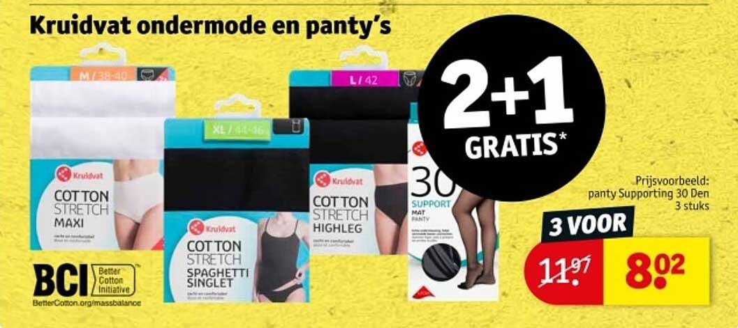 Kruidvat ondermode en panty’s 2+1 gratis