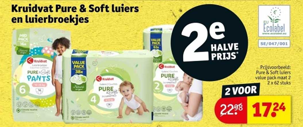 Kruidvat Pure & Soft luiers en luierbroekjes