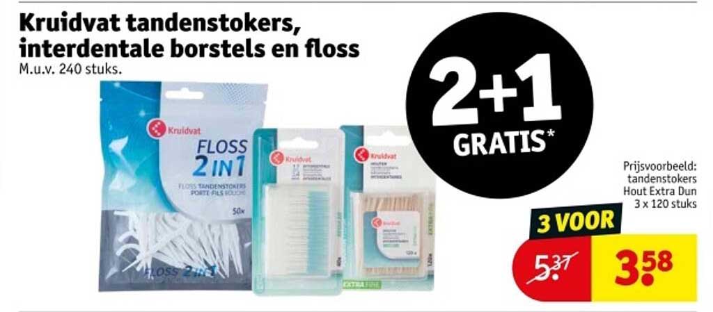 Kruidvat tandenstokers, interdentale borstels en floss