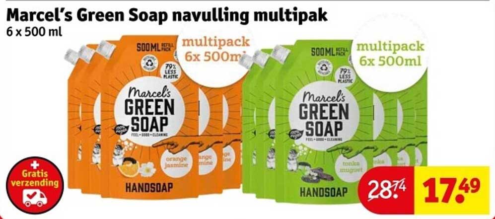 Marcel’s Green Soap navulling multipak 6 x 500 ml