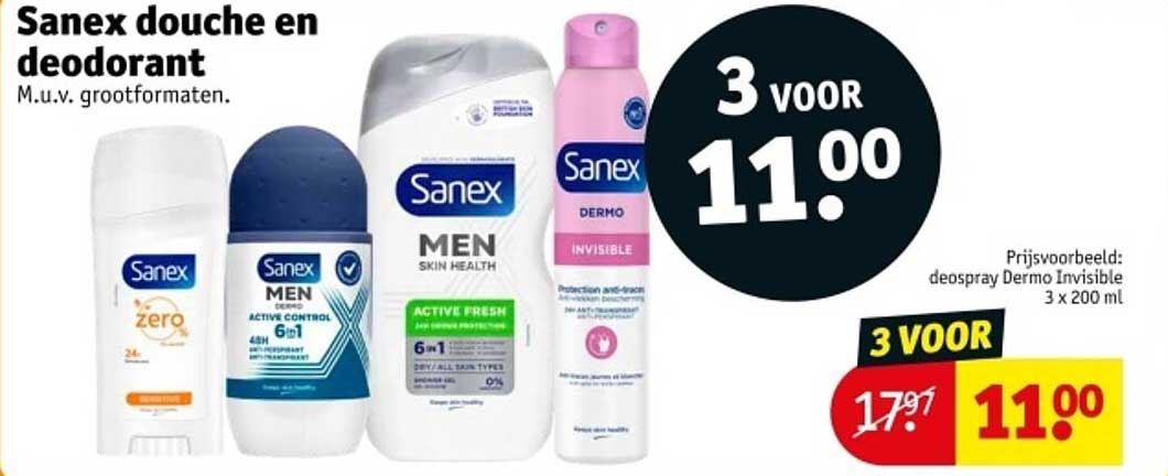 Sanex douche en deodorant M.u.v. grootformaten