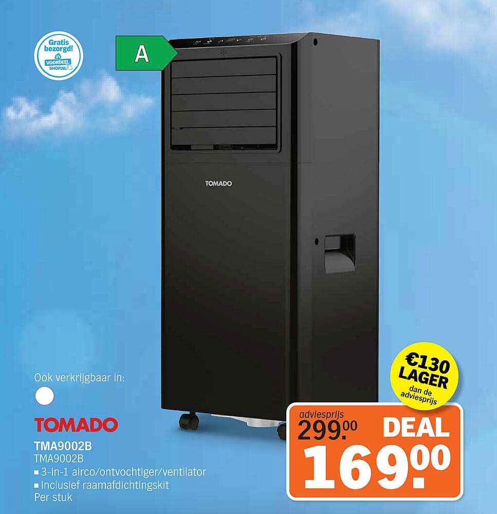 TOMADO TMA9002B 3-in-1 airco/ontvochtiger/ventilator