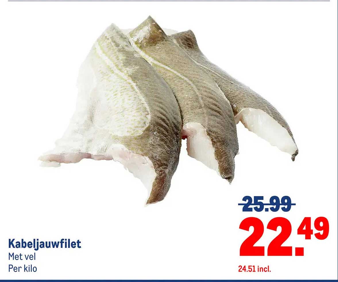 Kabeljauwfilet Met vel Per kilo