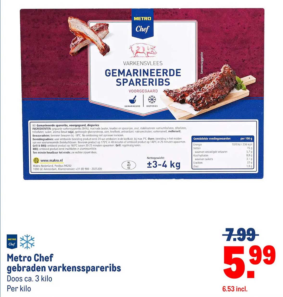 Metro Chef gebraden varkensspareribs