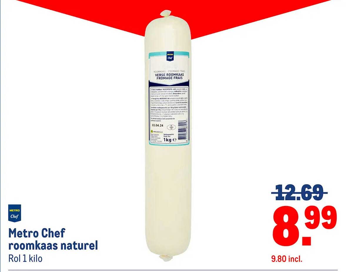 Metro Chef roomkaas naturel Rol 1 kilo