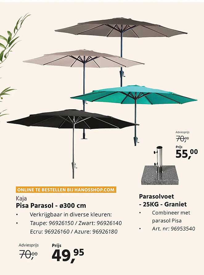 Kaja Pisa Parasol - Ø300 cm