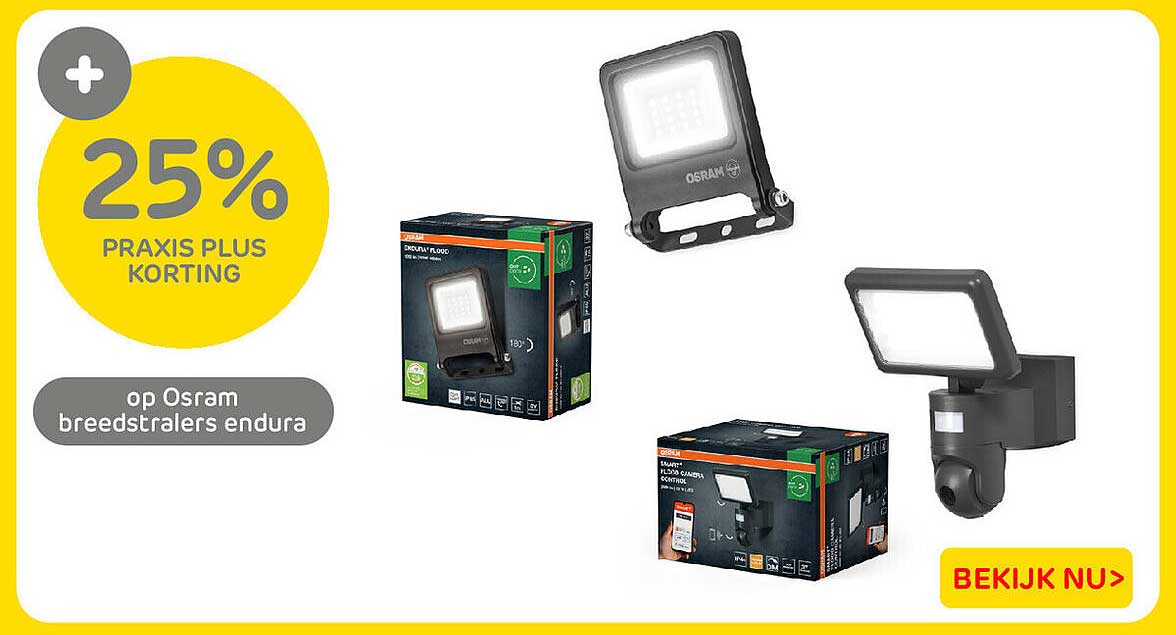 25% Praxis plus korting op Osram breedstralers endura