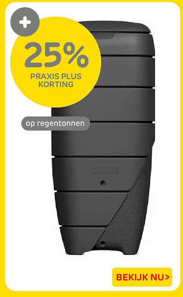 25% Praxis Plus korting op regentonnen