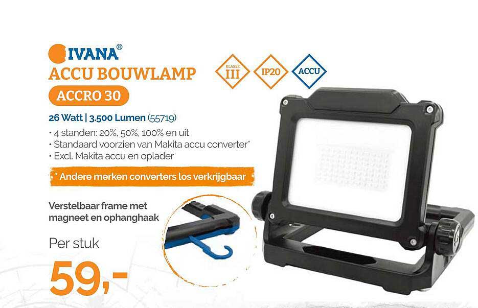ACCU BOUWLAMP ACCRO 30