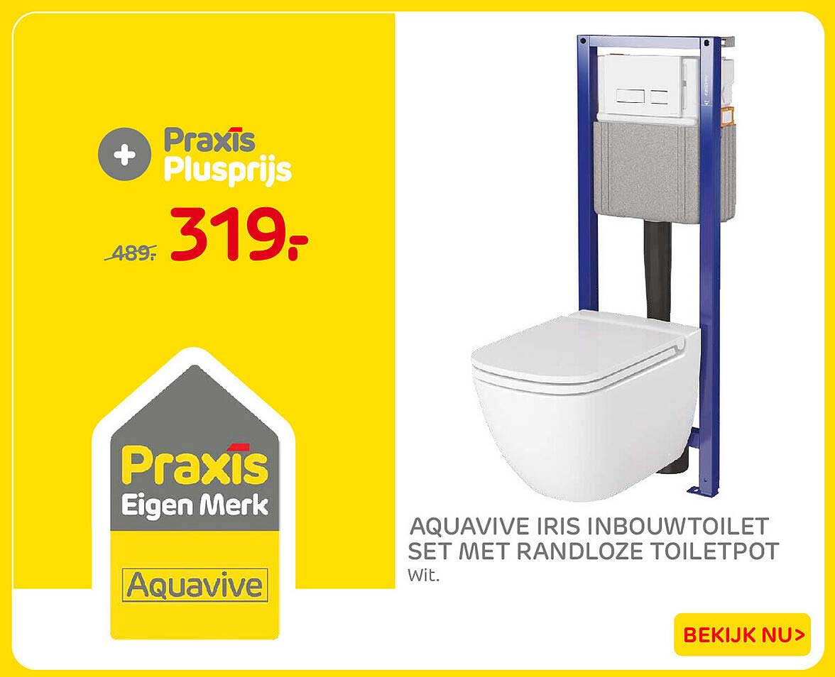 Aquavive Iris inbouwtoilet set met randloze toiletpot