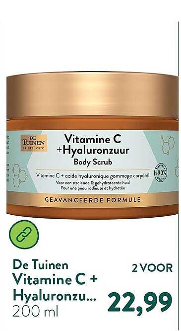 De Tuinen Vitamine C + Hyaluronzuur Body Scrub 200 ml 2 VOOR