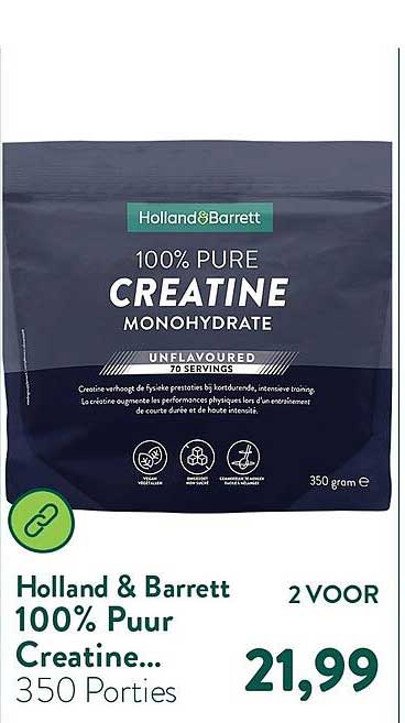 Holland & Barrett 100% Puur Creatine... 350 Porties 2 VOOR