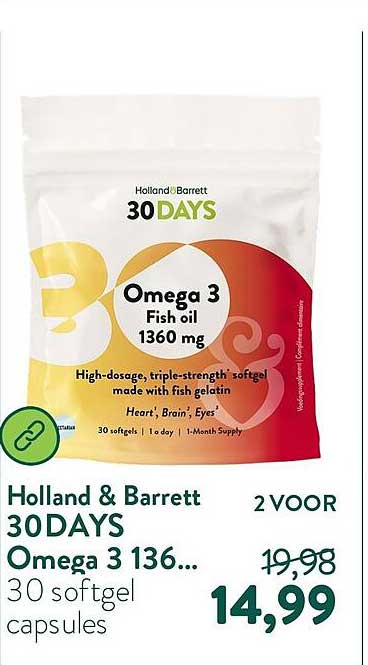 Holland & Barrett 30DAYS Omega 3 136... 30 softgel capsules 2 VOOR