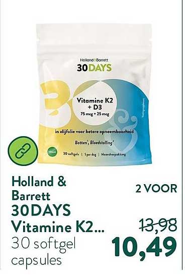 Holland & Barrett 30DAYS Vitamine K2... 30 softgel capsules