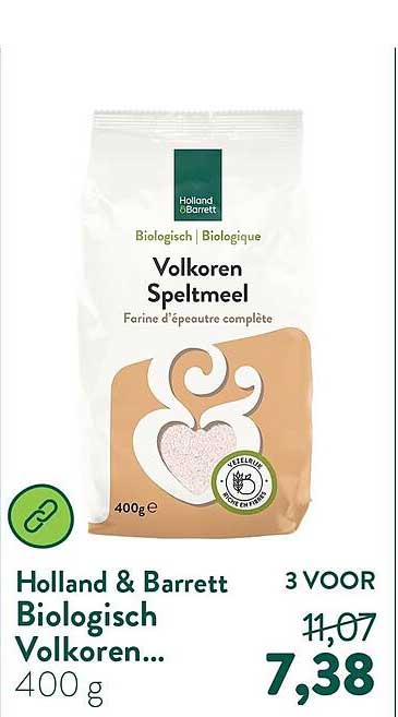 Holland & Barrett Biologisch Volkoren Speltmeel 400 g 3 VOOR