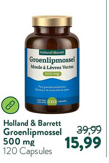 Holland & Barrett Groenlipmossel 500 mg 120 Capsules