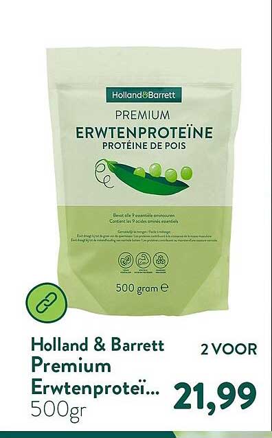 Holland & Barrett Premium Erwtenproteï... 500gr 2 VOOR