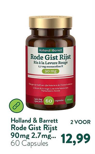 Holland & Barrett Rode Gist Rijst 90mg 2.7mg... 60 Capsules 2 VOOR