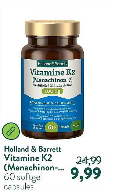 Holland & Barrett Vitamine K2 (Menaquinon-7) 60 softgel capsules