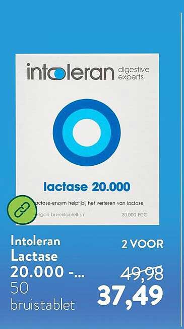 Intoleran Lactase 20.000 - 50 bruis tablet 2 VOOR