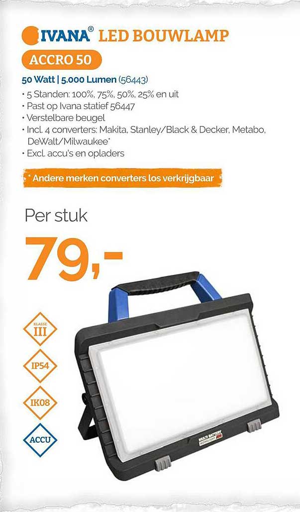 IVANA LED BOUWLAMP ACCRO 50