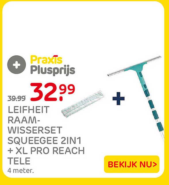 LEIFHEIT RAAM-WISSERSET SQUEEGEE 2IN1 + XL PRO REACH TELE 4 meter. Praxis Plusprijs