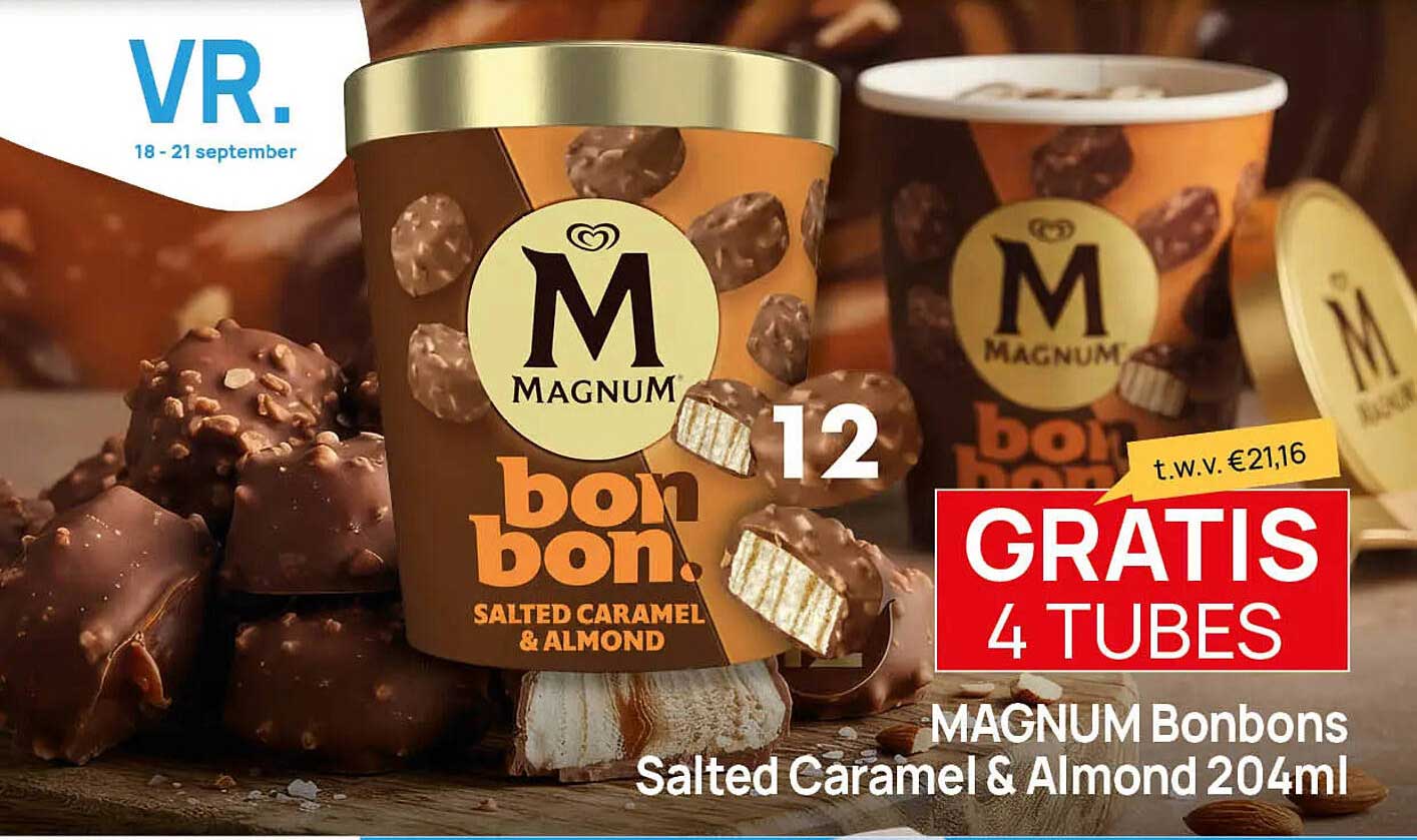 MAGNUM Bonbons Salted Caramel & Almond 204ml GRATIS 4 TUBES