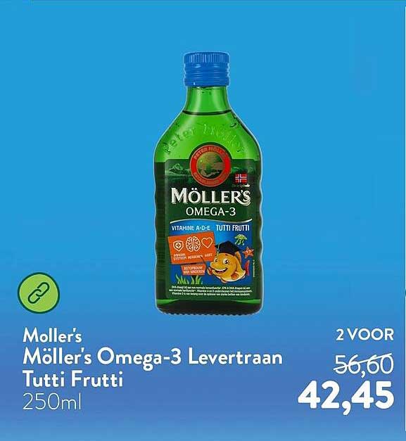 Moller’s Möller’s Omega-3 Levertraan Tutti Frutti 250ml 2 VOOR