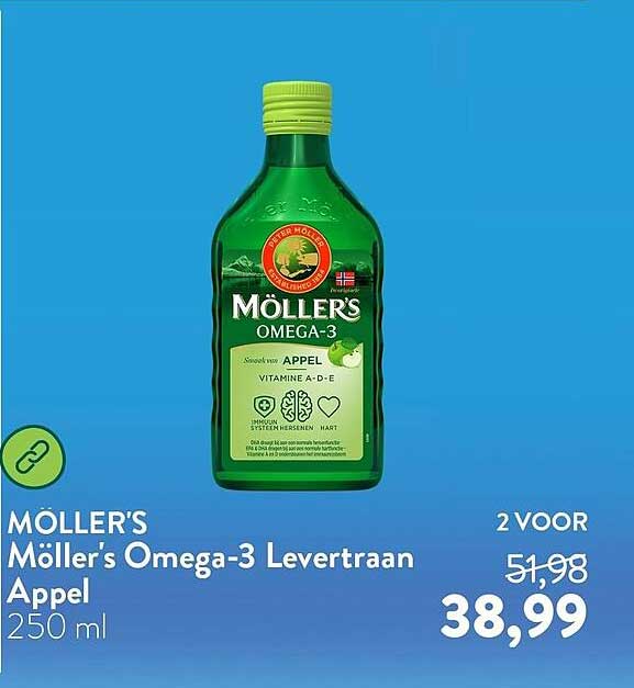 Möller’s Omega-3 Levertraan Appel 250 ml 2 voor