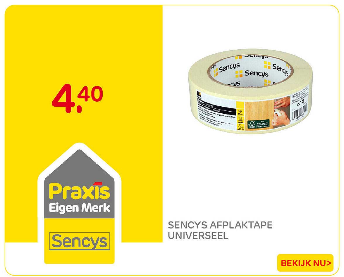 Sencys afplaktape universeel