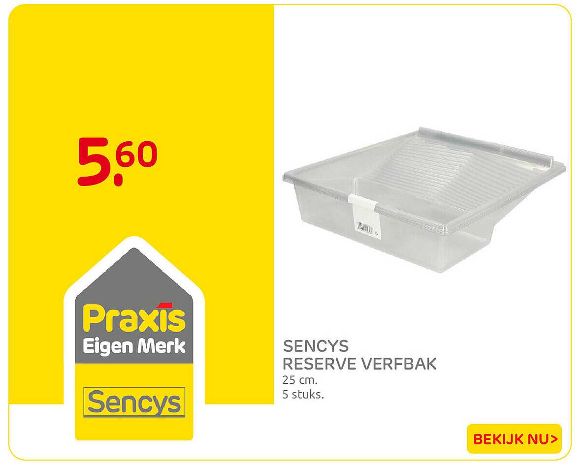 Sencys reserve verfbak 25 cm. 5 stuks.