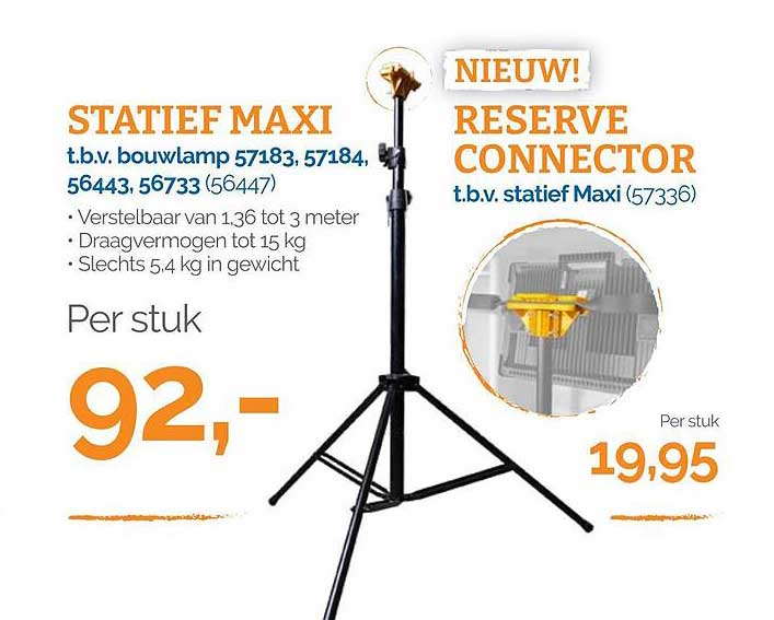 STATIEF MAXI t.b.v. bouwlamp 57183, 57184, 56443, 56733 (56447)