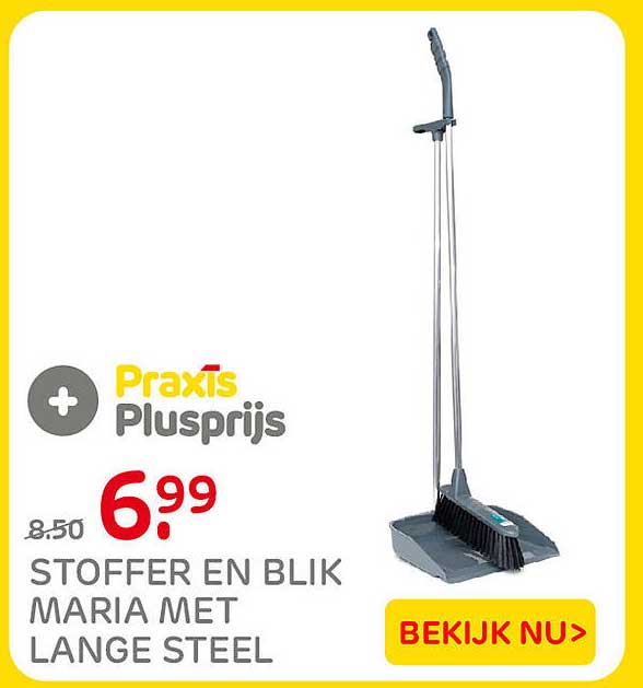 Stoffer en blik Maria met lange steel