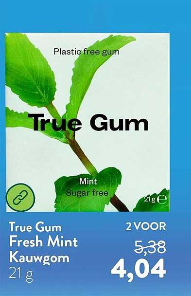 True Gum Fresh Mint Kauwgom 21 g 2 VOOR