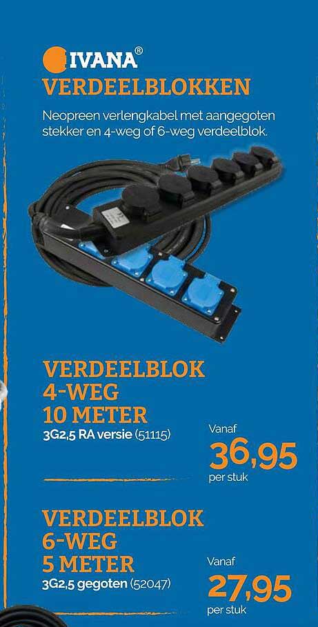 VERDEELBLOK 4-WEG 10 METER 3G2,5 RA versie (51115)