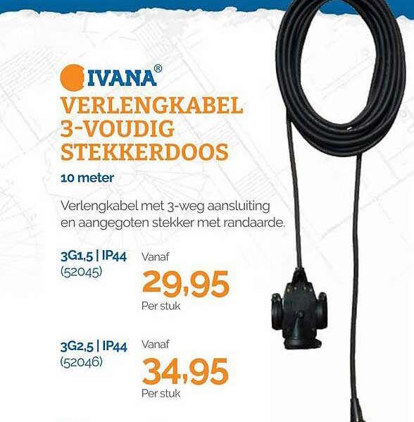 VERLENGKABEL 3-VOUDIG STEKKERDOOS 10 meter