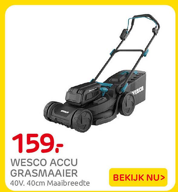 WESCO ACCU GRASMAAIER 40V. 40cm Maaibreedte