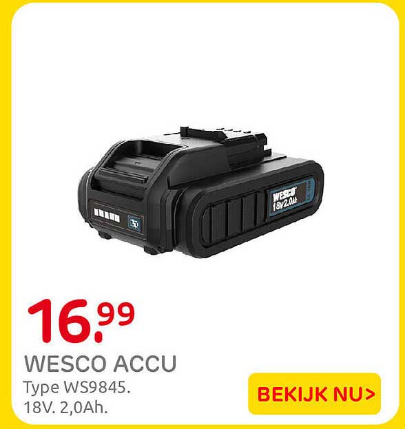 WESCO ACCU Type WS9845. 18V. 2,0Ah.