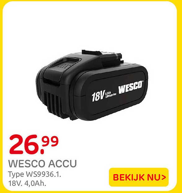 WESCO ACCU Type WS9936.1. 18V. 4,0Ah.