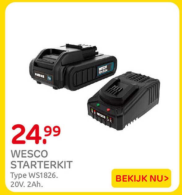 WESCO STARTERKIT Type WS1826. 20V. 2Ah.