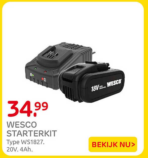 WESCO STARTERKIT Type WS1827. 20V. 4Ah.