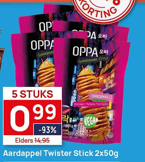 Aardappel Twister Stick 2x50g 5 STUKS -93%