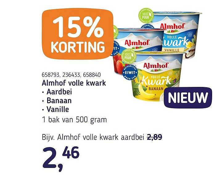 Almhof volle kwark aardbei, banaan, vanille 15% KORTING NIEUW