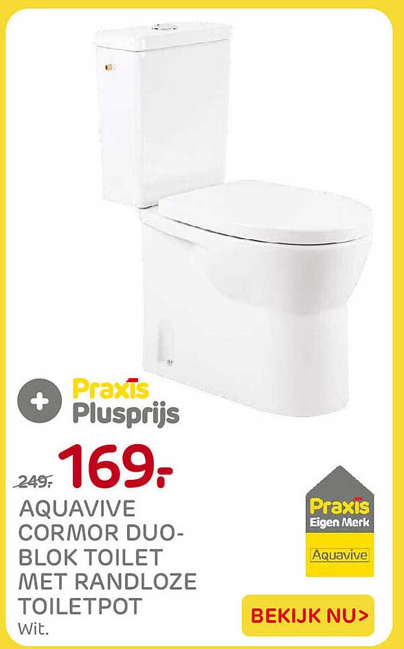 Aquavive Cormor Duo-blok toilet met randloze toiletpot
