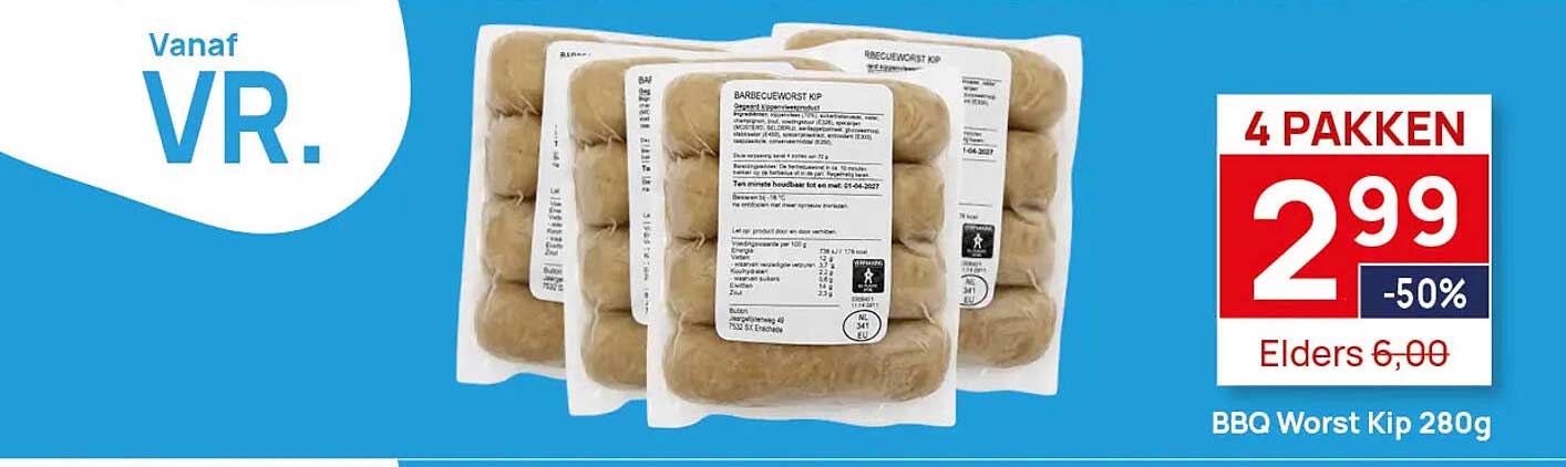 BBQ Worst Kip 280g -50%